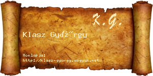 Klasz György névjegykártya